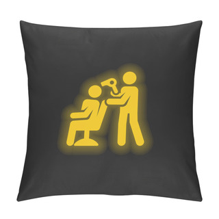 Personality  Barber Yellow Glowing Neon Icon Pillow Covers