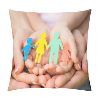 Personality  Paper Family In Hands Pillow Covers