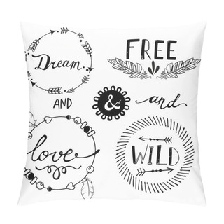 Personality  Set Of Boho Style Frames And Elements. Vector Illustration. Pillow Covers