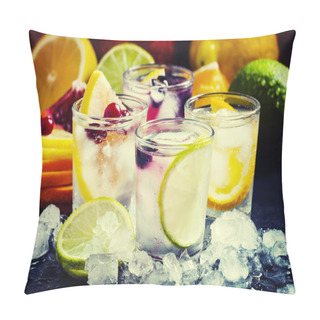Personality  Chilled Soft Drinks With Ice, Citrus Fruits And Berries Pillow Covers