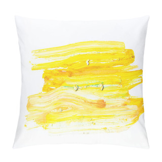 Personality  Abstract Painting With Bright Yellow Strokes On White  Pillow Covers