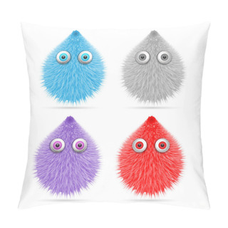 Personality  Hairy Cartoons On A White Background. Vector Illustration. Pillow Covers