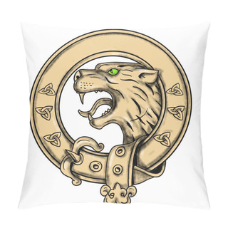 Personality  Scottish Wildcat Belt Tattoo Pillow Covers