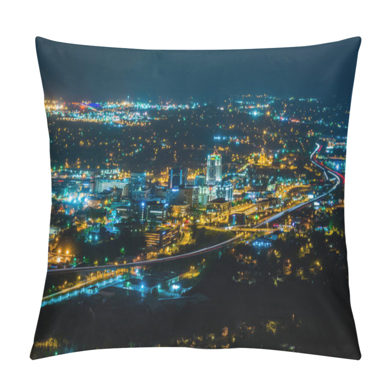 Personality  View Of The Downtown Roanoke Skyline At Night, From Mill Mountai Pillow Covers