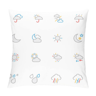 Personality  Weather Colored Outline Vector Icons 2 Pillow Covers