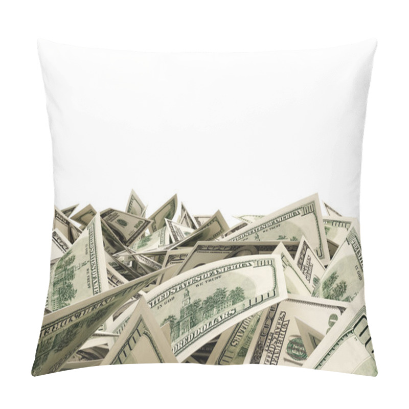 Personality  Heap Of Dollar Bills Isolated On White Background With Place For Your Text Pillow Covers