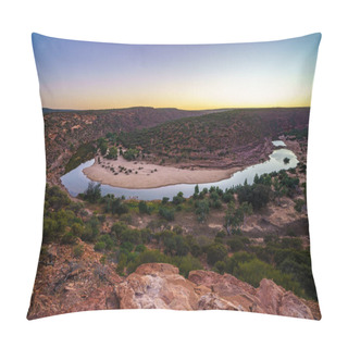 Personality  Horseshoe Bend Of Murchison River Near Natures Window In Kalbarri National Park, Western Australia At Sunrise Pillow Covers