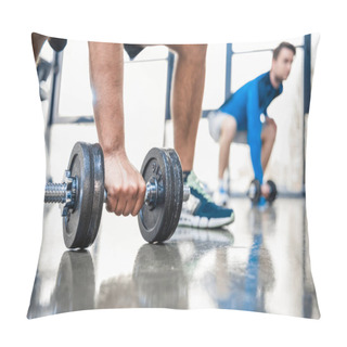 Personality  Workout With Dumbbells At Gym Pillow Covers