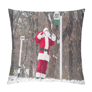 Personality  Santa Claus Walking With Sack On Back Pillow Covers
