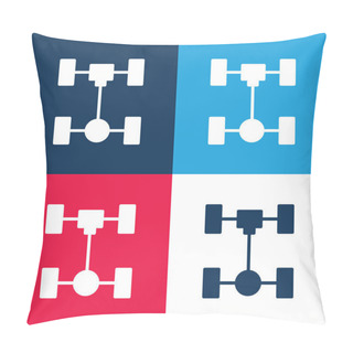 Personality  Axle Blue And Red Four Color Minimal Icon Set Pillow Covers