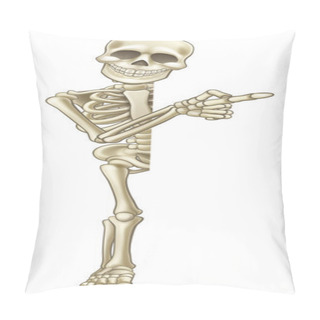 Personality  Skeleton Cartoon Pointing At Sign Pillow Covers