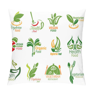 Personality  Vegetarian Restaurant And Organic Food Icons Pillow Covers