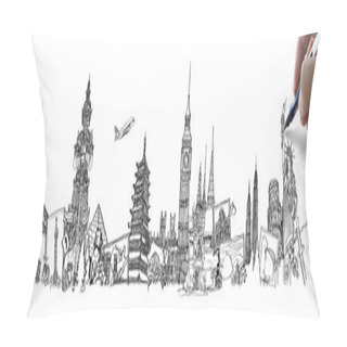 Personality  Hand Drawing The Dream Travel Around The World In A Whiteboard Pillow Covers