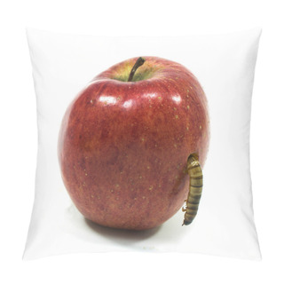 Personality  Worm Is Coming Out Of Bitten Apple Pillow Covers