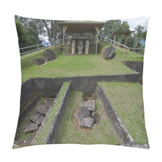 Personality  Ancient Pre-columbian Statues In San Agustin, Colombia. Archaeological Park, An Altitude Of 1800 Meters At The Source Of The Magdalena River, In The Valley Of The Statues. Pillow Covers