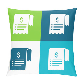 Personality  Bill Flat Four Color Minimal Icon Set Pillow Covers