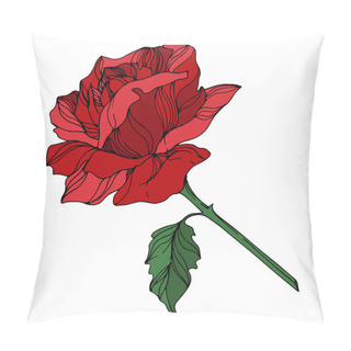 Personality  Vector Rose Floral Botanical Flowers. Black And White Engraved Ink Art. Isolated Roses Illustration Element. Pillow Covers