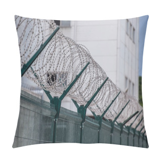 Personality  Swirls Of Barbed Wire Over The Fence. The Fence Symbolizes Prison, Non-freedom, Totalitarianism And Prohibitions. Pillow Covers