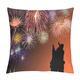 Personality  Young Couple Watching The Fireworks Pillow Covers