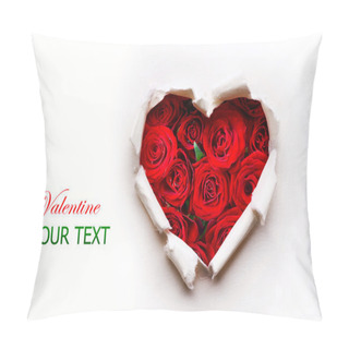 Personality  Paper Valentines Heart With Red Rose Flowers Bouquet Pillow Covers