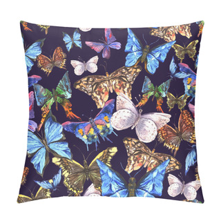 Personality  Beautiful Colorful Summer Watercolor Butterflies Seamless Pattern Pillow Covers