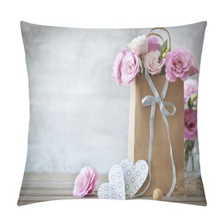 Personality  Valentines Day Background With Roses Flowers And Hearts Pillow Covers