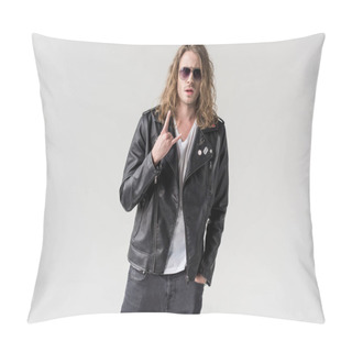 Personality  Man In Black Leather Jacket Pillow Covers