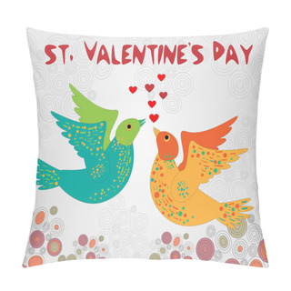 Personality  Vector Background With Birds For Valentine's Day. Pillow Covers
