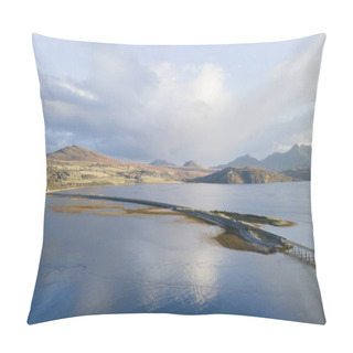 Personality  Kyle Of Tongue Causeway Is A 3.8 Kilometre Causeway And Bridge In Sutherland On The North Coast Of Scotland. It Crosses The Kyle Of Tongue Sea Loch. It Is A Scottish Historical Monument. It Was Built By Sir Alexander Gibb And Partners In 1971. Pillow Covers