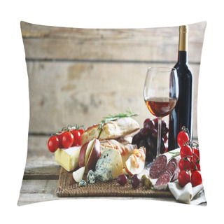 Personality  Still Life With Various Types Of Italian Food And Wine Pillow Covers