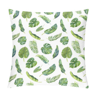 Personality  Set Of Watercolor Tropical Palm Leaves Drawn By Hand Pillow Covers