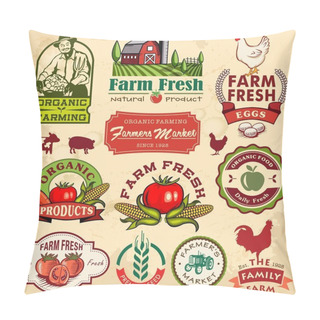 Personality  Collection Of Vintage Retro Farm Labels And Design Elements Pillow Covers