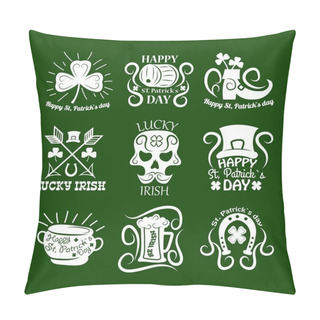 Personality  Saint Patrick Symbols And Logos Set. Pillow Covers