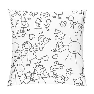 Personality  Kids Drawing Seamless Pattern Pillow Covers