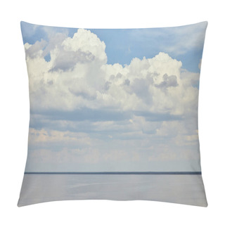 Personality  Landscape With River And White Clouds On Blue Sky Pillow Covers