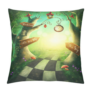 Personality  Enchanted Wood With A Clock And Signs Pillow Covers