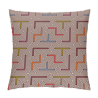 Personality  Seamless Pattern With Simple Geometric Ornament. Repeated Puzzle Mosaic Abstract Background. Pillow Covers