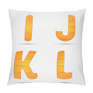 Personality  Wooden Vector Font. I, J, K, L Pillow Covers