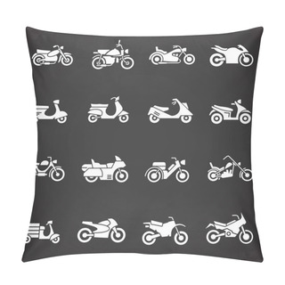 Personality  Motorcycle Icons Set On Background For Graphic And Web Design. Creative Illustration Concept Symbol For Web Or Mobile App. Pillow Covers
