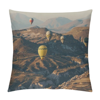 Personality  Hot Air Balloons Flying In Goreme National Park, Fairy Chimneys, Cappadocia, Turkey Pillow Covers