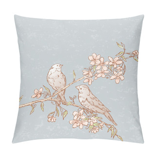 Personality  Birds On A Blooming Branch Pillow Covers