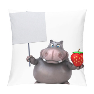 Personality  Fun Hippo Holding Strawberry Pillow Covers