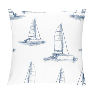 Personality  Pattern Of The Sailing Yachts Sketches Pillow Covers