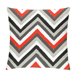 Personality  Red And Grey Painted Chevron Pattern Pillow Covers