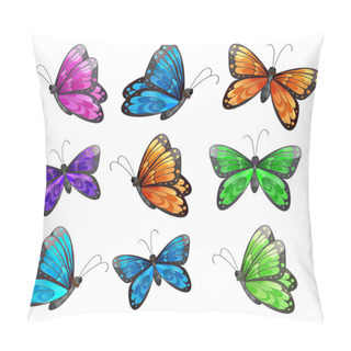 Personality  Nine Colorful Butterflies Pillow Covers