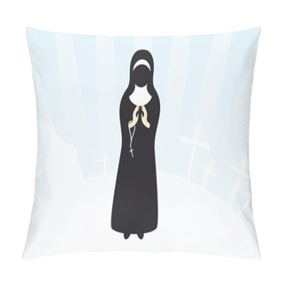 Personality  Illustration Of Praying Nun Pillow Covers