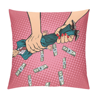 Personality  Female Hands Squeeze Men Money Pillow Covers