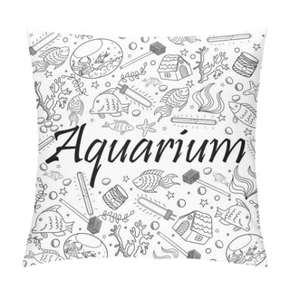 Personality  Aquarium Coloring Book Vector Illustration Pillow Covers