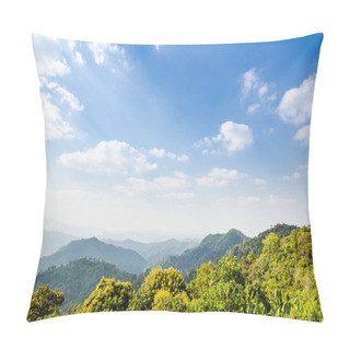Personality  High Angle View Blue Sky Over Mountain Pillow Covers