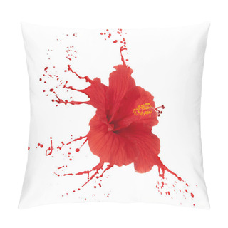 Personality  Red Hibiscus With Splashes Pillow Covers